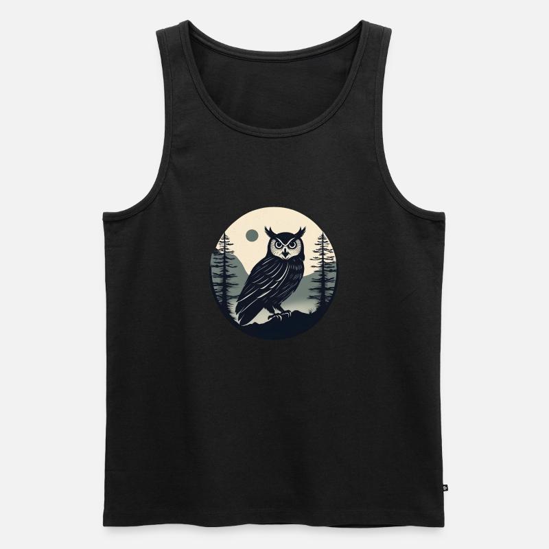 Eule - Männer Premium Bio Tank Top - Schwarz