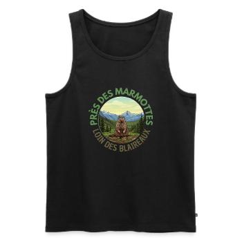 Montagnes Marmotte Nature - Débardeur bio Premium Homme - noir - Devant - AI Model Male 178 light (178cm)