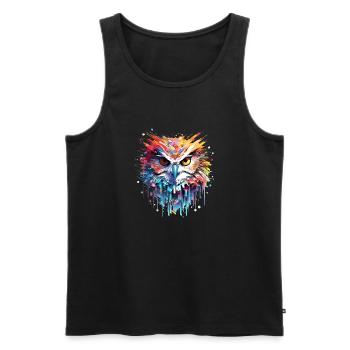 Owl Bird Animal Nature Freedom Wildlife Abstract - Men's Premium Organic Tank Top - black - Front - AI Model Male 178 light (178cm)