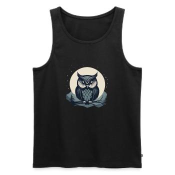 Stylized Owl - Men's Premium Organic Tank Top - black - Front - AI Model Male 178 light (178cm)