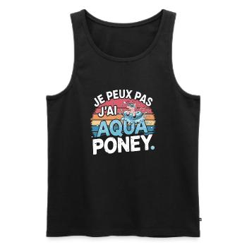 je peux pas j ai Aqua poney - Débardeur bio Premium Homme - noir - Devant - Michal (187cm)