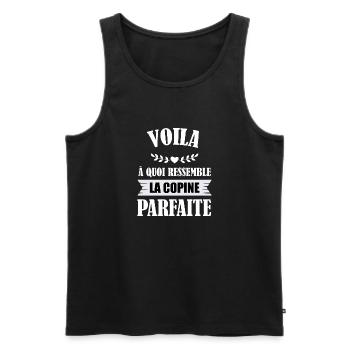 Femme La Copine Parfaite Amour Amitié Humour - Débardeur bio Premium Homme - noir - Devant - Michal (187cm)