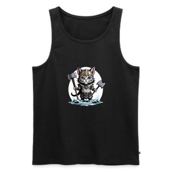 Cat Wikinger Viking Katze Geschenk Süß - Männer Premium Bio Tank Top - Schwarz - Vorne - AI Model Male 178 light (178cm)