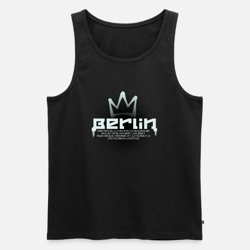 Berlin Schriftzug mit Krone - Männer Premium Bio Tank Top - Schwarz