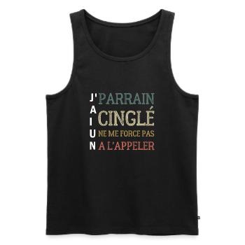 I have a crazy godfather don't force me to call him - Men's Premium Organic Tank Top - black - Front - AI Model Male 178 light (178cm)