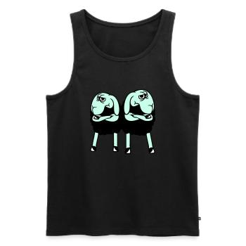 2 moutons bras croisés Équipe d’amis offensés - Débardeur bio Premium Homme - noir - Devant - Michal (187cm)