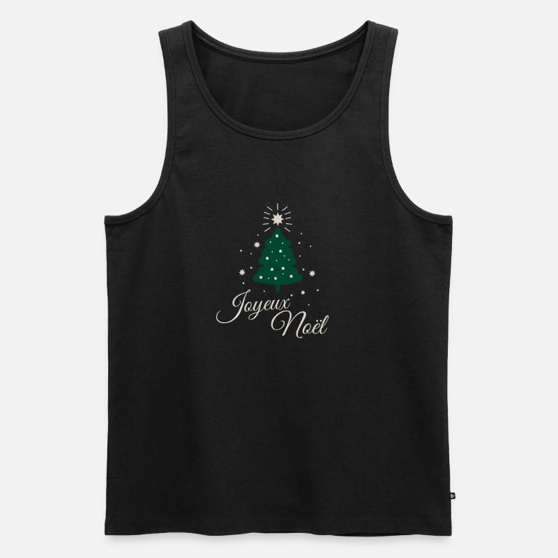Minimalistischer Tannenbaum mit raffiniertem silbernem Text - Männer Premium Bio Tank Top - Schwarz