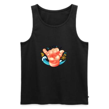 Vibrating and Tropical Shaka Hand - Men's Premium Organic Tank Top - black - Front - Michal (187cm)