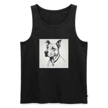 Hund mit Kette in schwarz weiss - Männer Premium Bio Tank Top - Schwarz - Vorne - Michal (187cm)