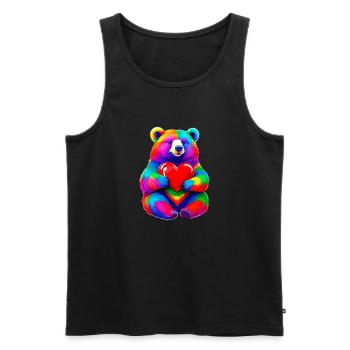 Rainbow Bear with Heart Colorful - Men's Premium Organic Tank Top - black - Front - AI Model Male 178 light (178cm)