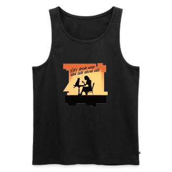 Lets drink wine and talk about cats - Men's Premium Organic Tank Top - black - Front - AI Model Male 178 light (178cm)