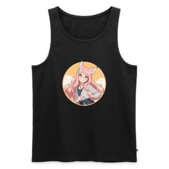 Fox Girl: Verzauberter Charme im Anime-Stil - Männer Premium Bio Tank Top - Schwarz - Vorne - AI Model Male 178 light (178cm)