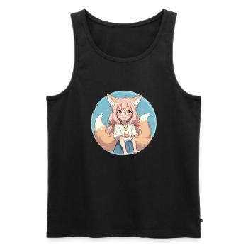 Fox Girl: Verzauberter Charme im Anime-Stil - Männer Premium Bio Tank Top - Schwarz - Vorne - AI Model Male 178 light (178cm)