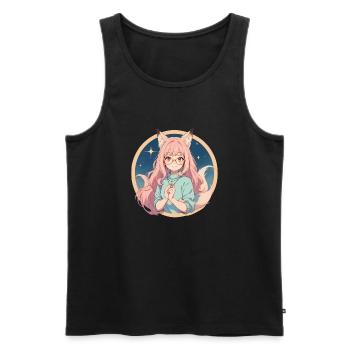 Fox Girl: Verzauberter Charme im Anime-Stil - Männer Premium Bio Tank Top - Schwarz - Vorne - AI Model Male 178 light (178cm)