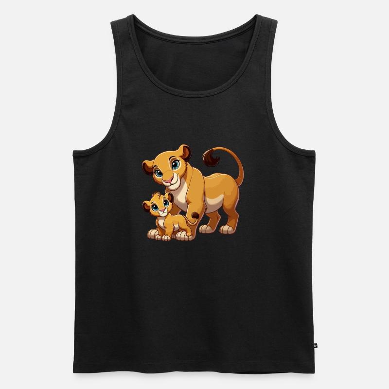 Löwenmutter mit Kind - Männer Premium Bio Tank Top - Schwarz