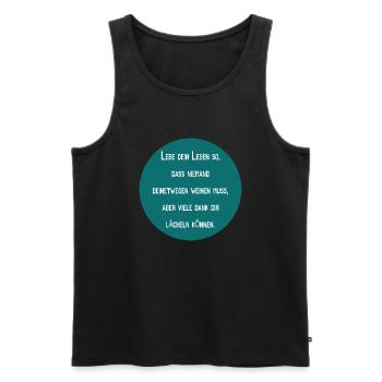 Lebe mit Lächeln - Männer Premium Bio Tank Top - Schwarz - Vorne - AI Model Male 178 light (178cm)