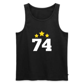 74 ans étoile - cadeau 74e anniversaire - Débardeur bio Premium Homme - noir - Devant - Michal (187cm)