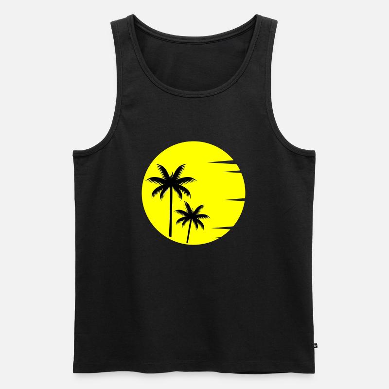 Sunset Palmen - Männer Premium Bio Tank Top - Schwarz
