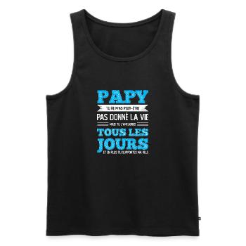 Papy Merci D'être Là Cadeau Tendre Grand-Père - Débardeur bio Premium Homme - noir - Devant - AI Model Male 178 light (178cm)