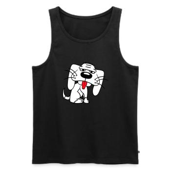 Hund Sitzt Lustig Süß Streck Zunge Heraus Comic - Männer Premium Bio Tank Top - Schwarz - Vorne - Michal (187cm)
