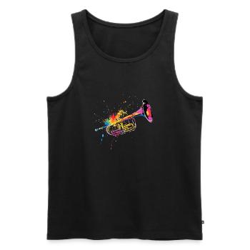Trompette, Jazz, Musique, Multicolore - Débardeur bio Premium Homme - noir - Devant - Michal (187cm)