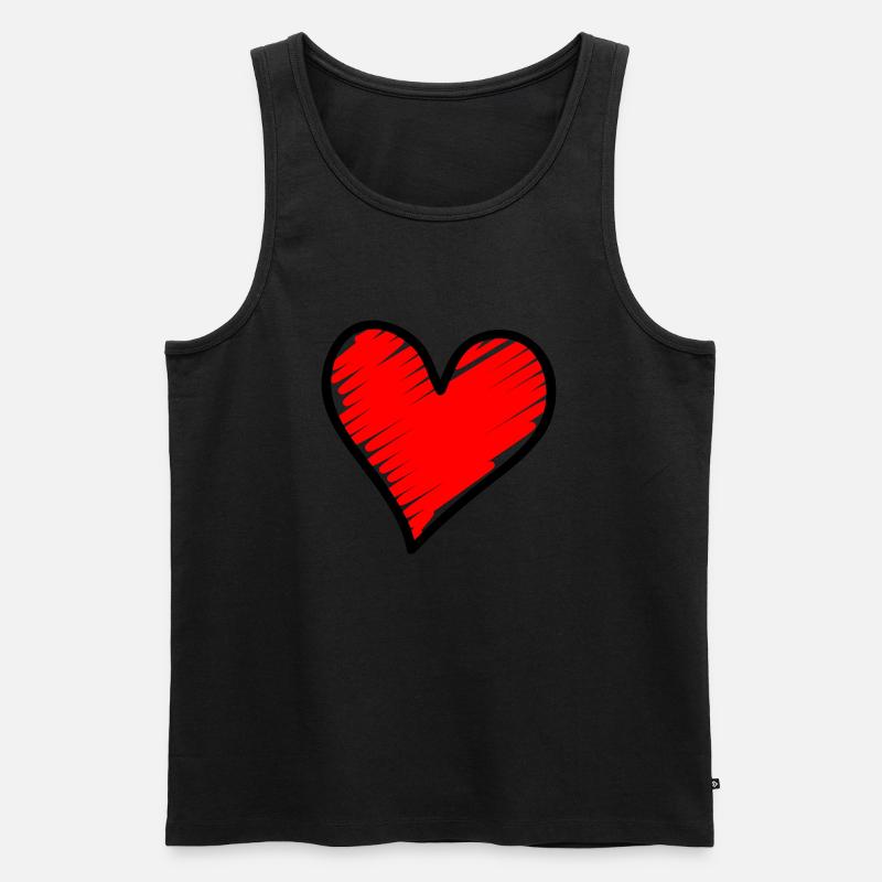 herz - Männer Premium Bio Tank Top - Schwarz