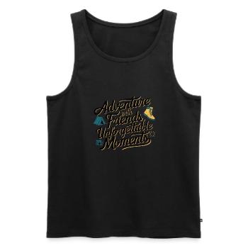 Abenteuer mit Freunden Reise Zitat Text Kunst - Männer Premium Bio Tank Top - Schwarz - Vorne - AI Model Male 178 light (178cm)