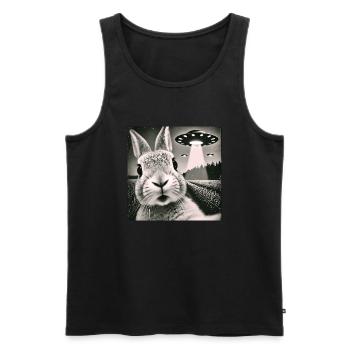 Lusitg Bunny Rabbit UFOs Selfie Alien - Men's Premium Organic Tank Top - black - Front - AI Model Male 178 light (178cm)