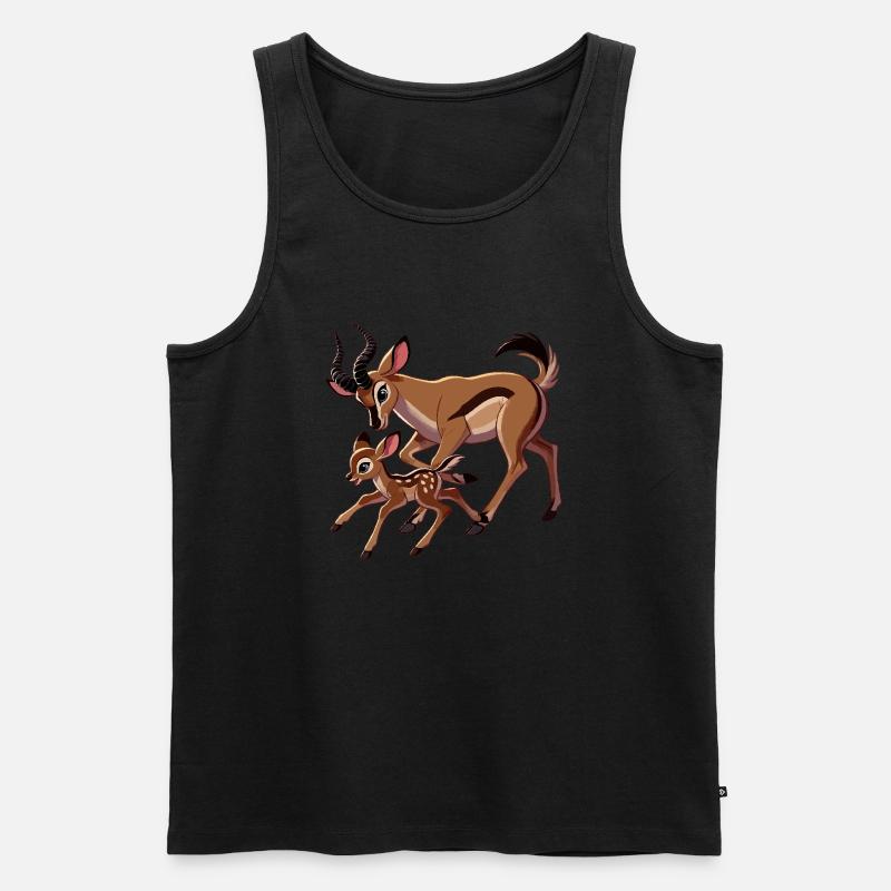 Antilopenmutter mit Jungtieren - Männer Premium Bio Tank Top - Schwarz