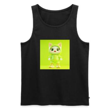 3d Character – Cute Cat - Men's Premium Organic Tank Top - black - Front - AI Model Male 178 light (178cm)