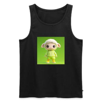 3d Character - Cute Sheep - Men's Premium Organic Tank Top - black - Front - AI Model Male 178 light (178cm)