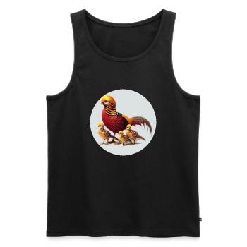 Golden pheasant with young - Men's Premium Organic Tank Top - black - Front - AI Model Male 178 light (178cm)