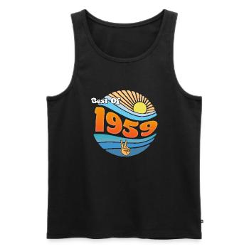 Retro 1959 – Célébration de 66 années légendaires - Débardeur bio Premium Homme - noir - Devant - Michal (187cm)