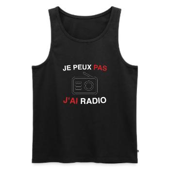 animateur je peux pas j'ai radio - Débardeur bio Premium Homme - noir - Devant - Michal (187cm)