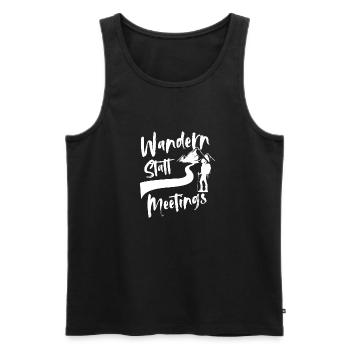 Wandern statt Meetings - Männer Premium Bio Tank Top - Schwarz - Vorne - Michal (187cm)