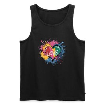 Colorful Love - Men's Premium Organic Tank Top - black - Front - Michal (187cm)