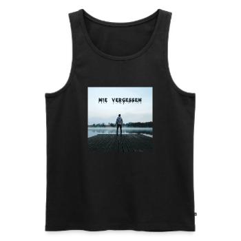 Serc AK & Miro GZ & Never Forget - Men's Premium Organic Tank Top - black - Front - AI Model Male 178 light (178cm)