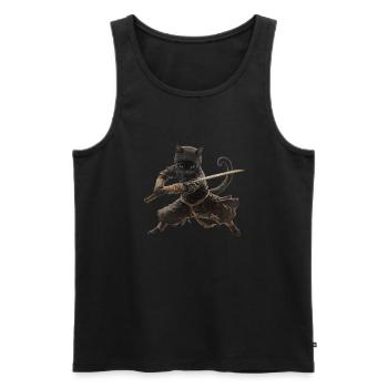 Chat ninja, Chemise d’amoureux des chats, Sacs personnalisés, Débardeur - Débardeur bio Premium Homme - noir - Devant - Michal (187cm)