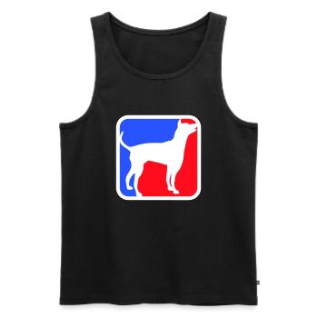 Symbole de silhouette de chien rouge bleu logo de sport carré - Débardeur bio Premium Homme - noir - Devant - AI Model Male 178 light (178cm)