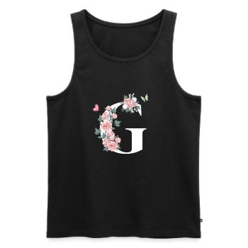 Lettre g fleurs rose - Débardeur bio Premium Homme - noir - Devant - Michal (187cm)