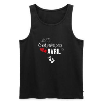 Es ist für April geplant - Ankündigung der Schwangerschaft - Männer Premium Bio Tank Top - Schwarz - Vorne - Michal (187cm)