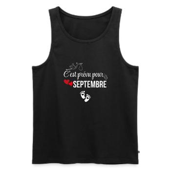 Es ist für September geplant - Ankündigung der Schwangerschaft - Männer Premium Bio Tank Top - Schwarz - Vorne - Michal (187cm)