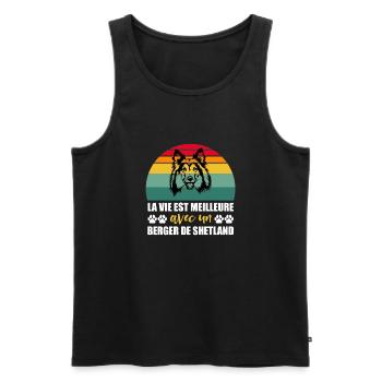 Life Is Better With A Shetland Shepherd - Men's Premium Organic Tank Top - black - Front - Michal (187cm)