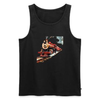 Die Faszination von Dampflokomotiven - Männer Premium Bio Tank Top - Schwarz - Vorne - AI Model Male 178 light (178cm)