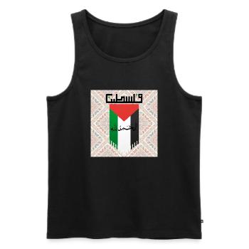 Palestinian Flag with Cultural Patterns - Men's Premium Organic Tank Top - black - Front - AI Model Male 178 light (178cm)