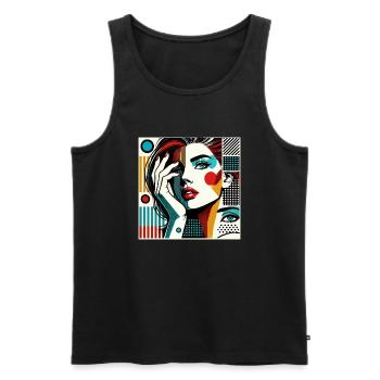 Pop art portrait of a woman - Men's Premium Organic Tank Top - black - Front - AI Model Male 178 light (178cm)