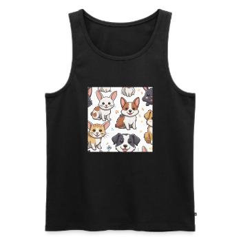 Cute Animal Doodles - Men's Premium Organic Tank Top - black - Front - AI Model Male 178 light (178cm)