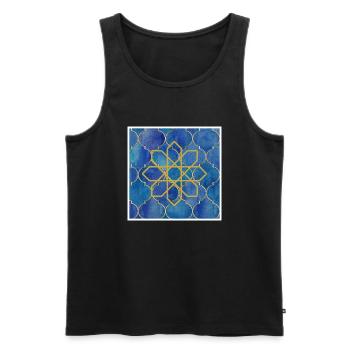 Golden Islamic Geometry on Blue - Men's Premium Organic Tank Top - black - Front - AI Model Male 178 light (178cm)