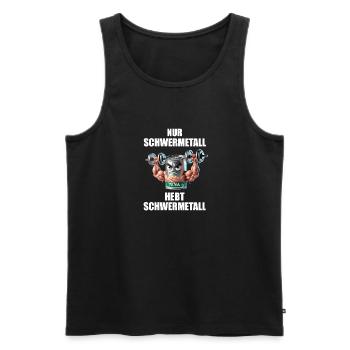 nur schwermetall hebt fitness funny lustiger spruc - Männer Premium Bio Tank Top - Schwarz - Vorne - AI Model Male 178 light (178cm)