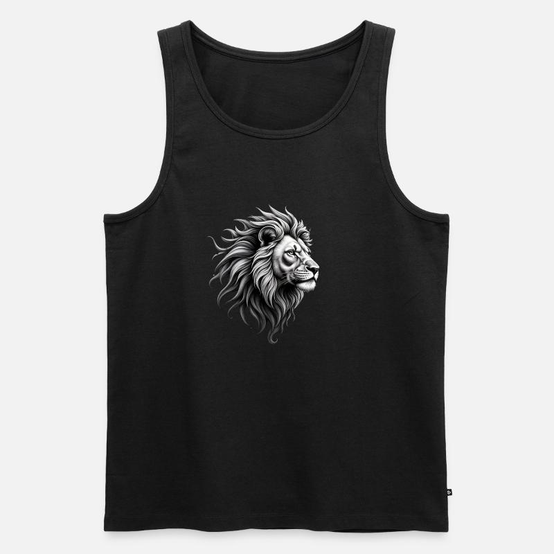 Löwe-Geist - Männer Premium Bio Tank Top - Schwarz